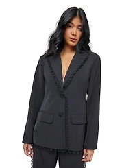 Warehouse Women's Oversized Lace Frill Trim Blazer
