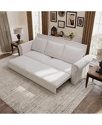 Maison Boucle 93.7" Velvet King Pull Out Sofa Bed, 3-in-1 Convertible Sleeper Couch with Chaise & Nailhead Trim for Living Room or Guest