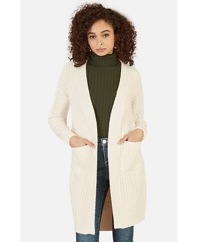 Yumi Women's Cable Knit Long Sleeve Cardigan