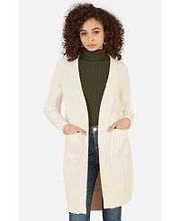 Yumi Women's Cable Knit Long Sleeve Long Cardigan