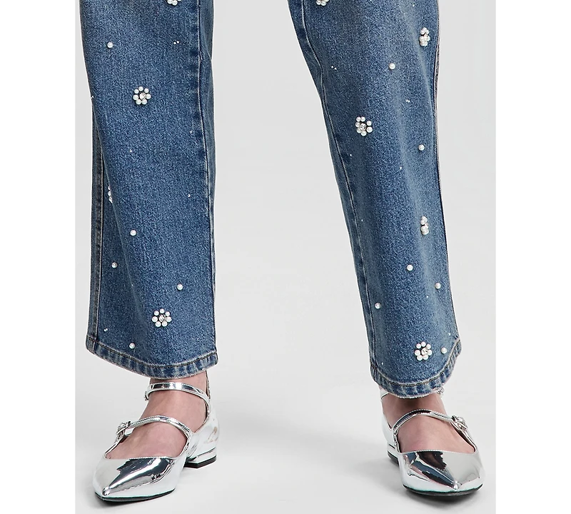 And Now This Women's Pearl-Embellished Straight-Leg Jeans, Macy's Exclusive