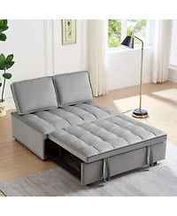 Maison Boucle Modern Velvet Pull-Out Loveseat Sleeper, Tufted Convertible Sofa Bed with Removable Back Cushions for Small Apartments
