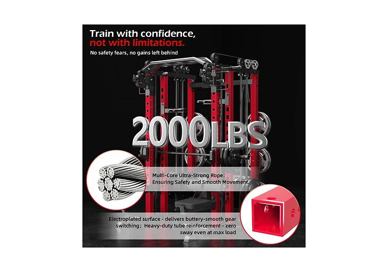 Aecojoy Smith Machine 2000lbs Crossover Machine with Lat Pulldown Strength Training Power Cages.