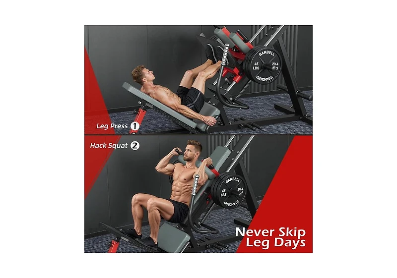 Aecojoy Hack Squat Leg Press Machine, 2 in 1 Adjustable Leg Exercise Workout Machine