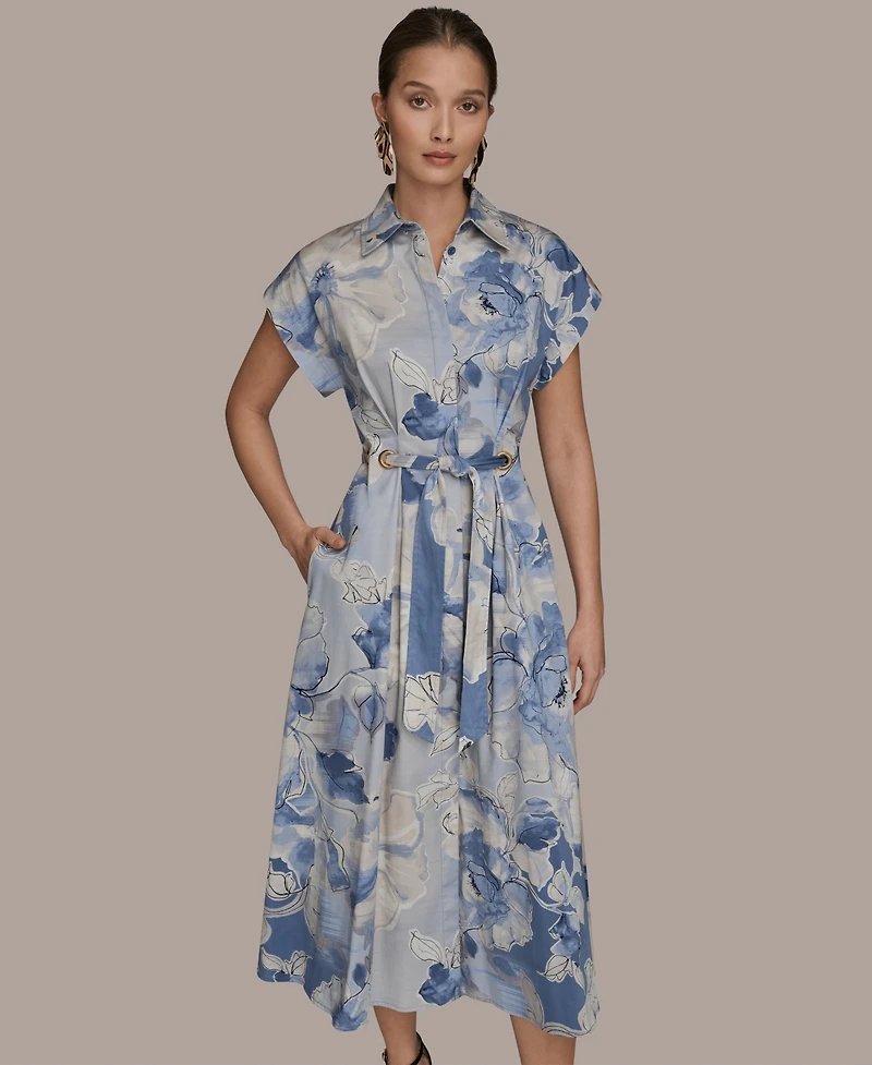 Donna Karan New York Women's Collared Short-Sleeve Dress