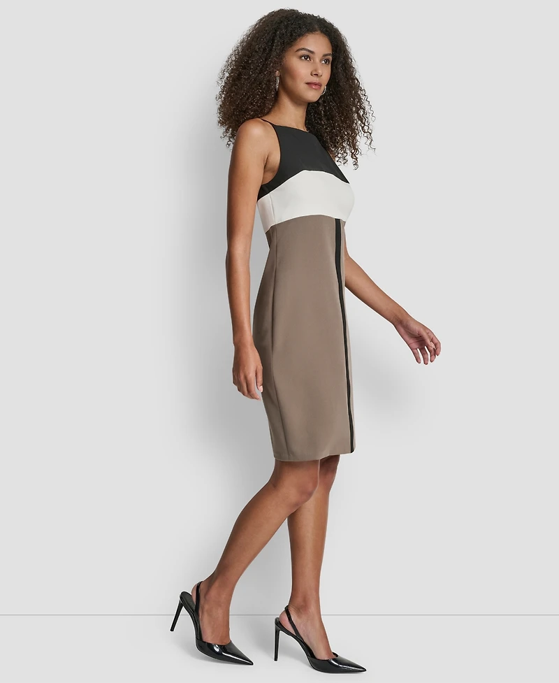 Dkny Women's Sleeveless Square Neck Colorblock Sheath Dress