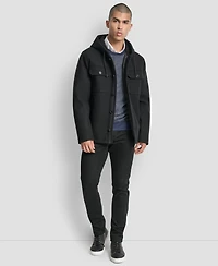 Dkny Men's Faux Wool Hooded Shirt Jacket