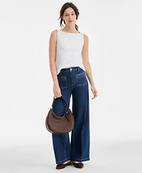 On 34th Women's Patch-Pocket High Rise Wide-Leg Jeans, Macy's Exclusive