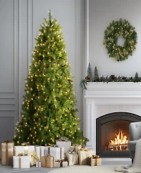 National Tree 6.5' "Feel Real" Downswept Douglas Fir Hinged Tree with 650 Clear Lights