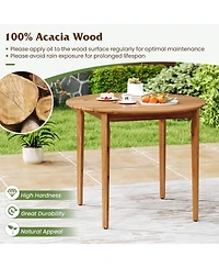 Costway Round Outdoor Dining Table for 4 People 36 inch Acacia Wood Patio Table for Yard