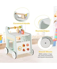 Costway Wooden Baby Walker Ice Cream Cart Toy with Sweet Accessories & Smooth Wheels