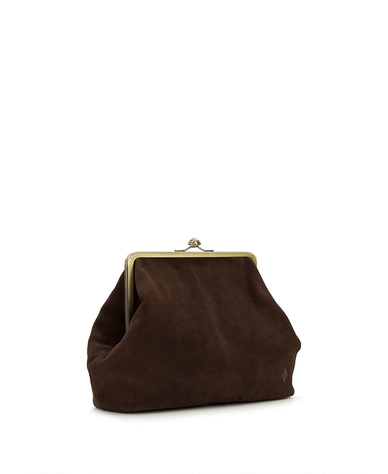 Patricia Nash Vivienne Suede Kisslock Frame Leather Crossbody Bag