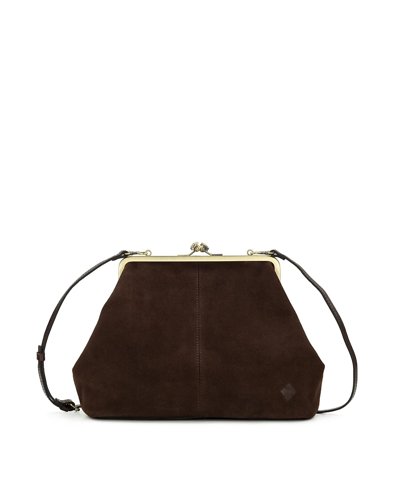 Patricia Nash Vivienne Suede Kisslock Frame Leather Crossbody Bag