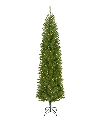 National Tree 6.5' Kingswood Fir Hinged Pencil Tree with 250 Clear Lights