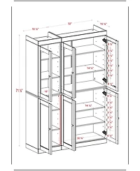 Palace Imports 100% Solid Wood 48.5" Pantry China Cabinet with Raised Panel, Clear Glass Doors, 2-Drawers & Adjustable Shelves
