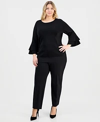 Kasper Plus Boat-Neck Flare-Cuffs Sweater