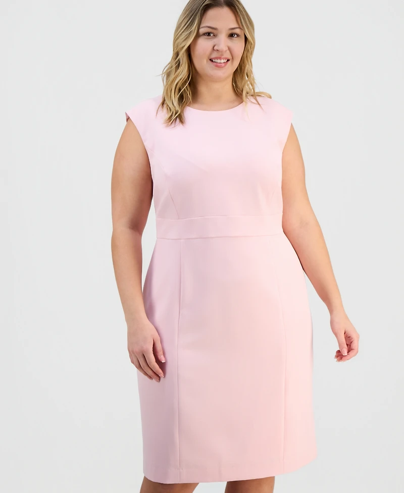 Kasper Plus Round-Neck Stretch-Crepe Sheath Dress