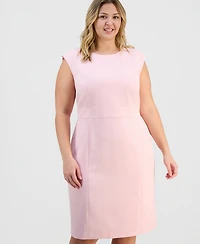 Kasper Plus Round-Neck Stretch-Crepe Sheath Dress