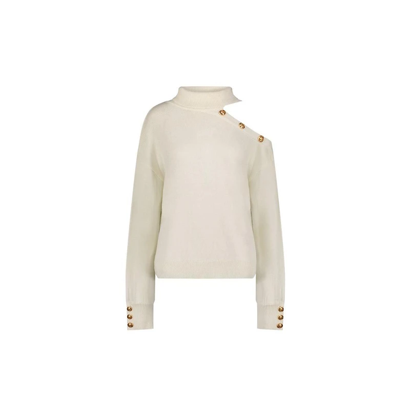 The Noli Shop Women's Bridgette Button Sweater - Pearl