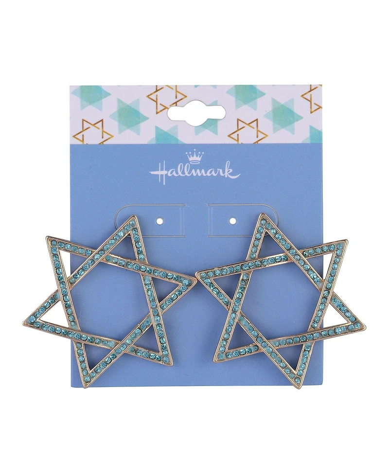 Hallmark Blue Stone Star of David Hoop Earrings