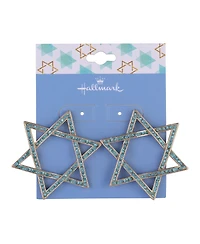Hallmark Blue Stone Star of David Hoop Earrings