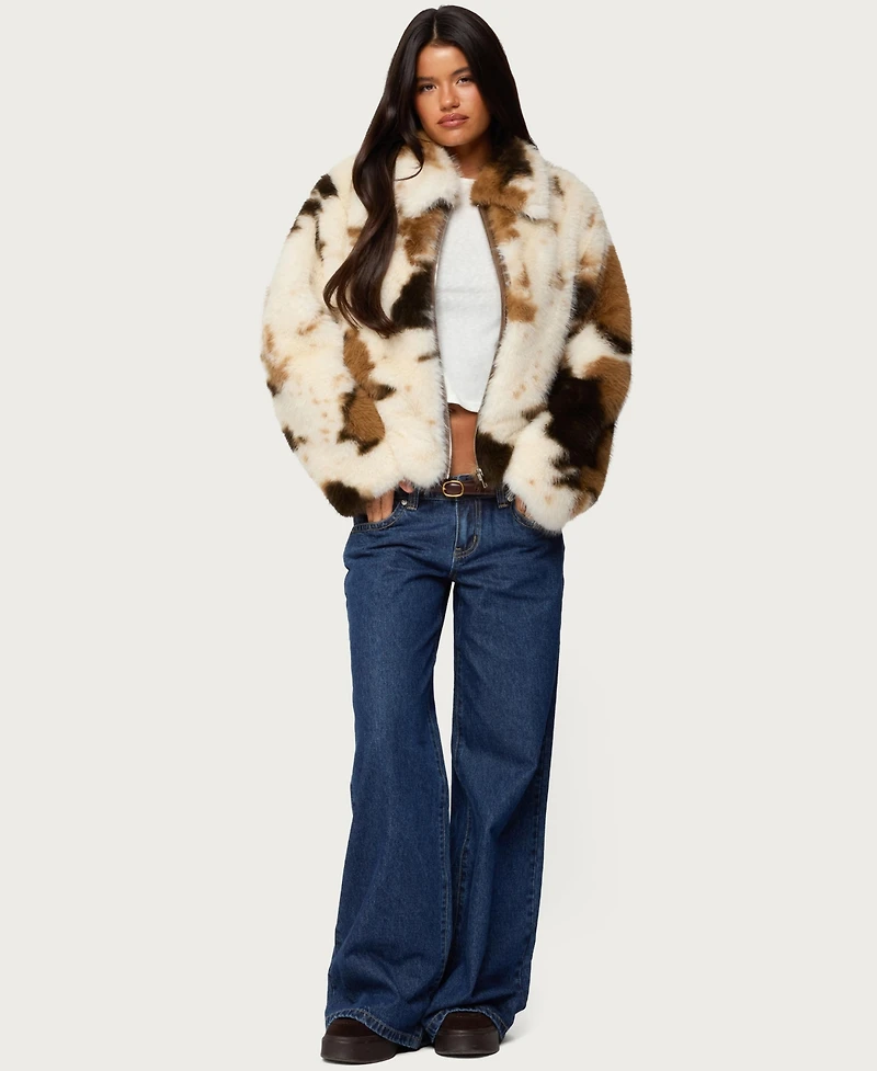 Edikted Women's Raiyne Low Rise Wide Leg Jeans