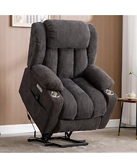 Clihome Up to 350 Lbs Chenille Power Lift Recliner Chair Heavy Duty Motion Mechanism with 8 Point Vibration Massage and Lumbar Heating Usb and Type C