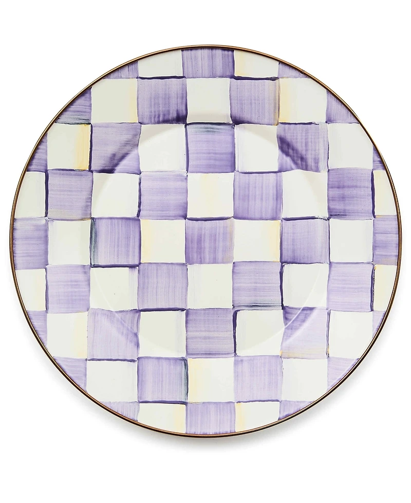 MacKenzie-Childs Violet Check Handmade Dinner Plate