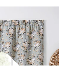 Ellis Curtain Ellis Bella Rose Stylish Medium Scale Printed Floral Pattern 1.5" Rod Pocket Tailored Swag 56"x36" Mist
