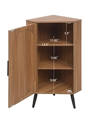 Freestanding Corner Cabinet with Rattan door