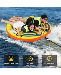 Sugift 1 or 2 Person Inflatable Towable Tube for Boating with Quick Connector
