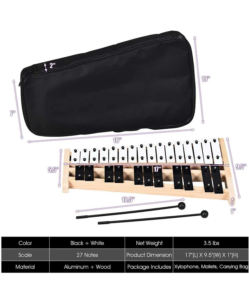 Sugift 27 Note Glockenspiel Xylophone with 2 Rubber Mallets