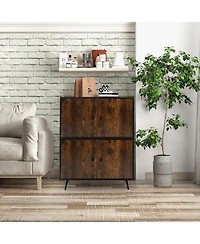 Sugift Industrial Cat Litter Box Enclosure with Divider and Cat-Shaped Entries