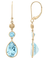 Macy's Sky Blue Topaz & Blue Topaz Drop Earrings (12-3/8 ct. t.w.) in 14k Yellow Gold