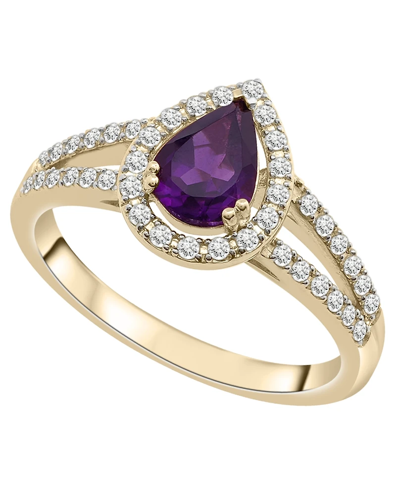 Macy's Amethyst (5/8 ct. t.w.) & Diamond (1/4 ct. t.w.) Ring in 14k Yellow Gold
