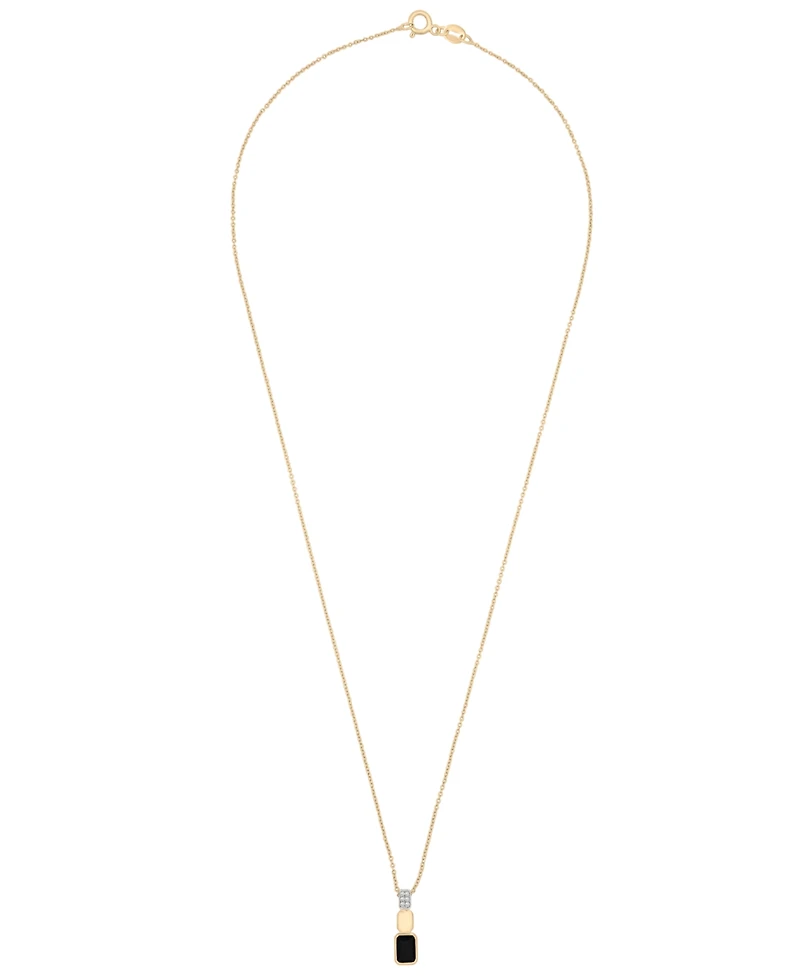 Macy's 2-Pc. Onyx (1-1/8 ct. t.w.) & Diamond (1/20 ct. t.w.) Earrings and Pendant Necklace Set in 14k Gold-Plated Over Sterling Silver