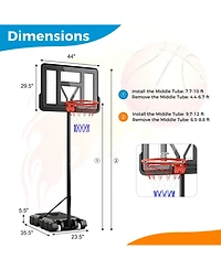Sugift 4.4-10 Feet Portable Basketball Hoop Adjustable with 2 Wheels and Fillable Base-Black