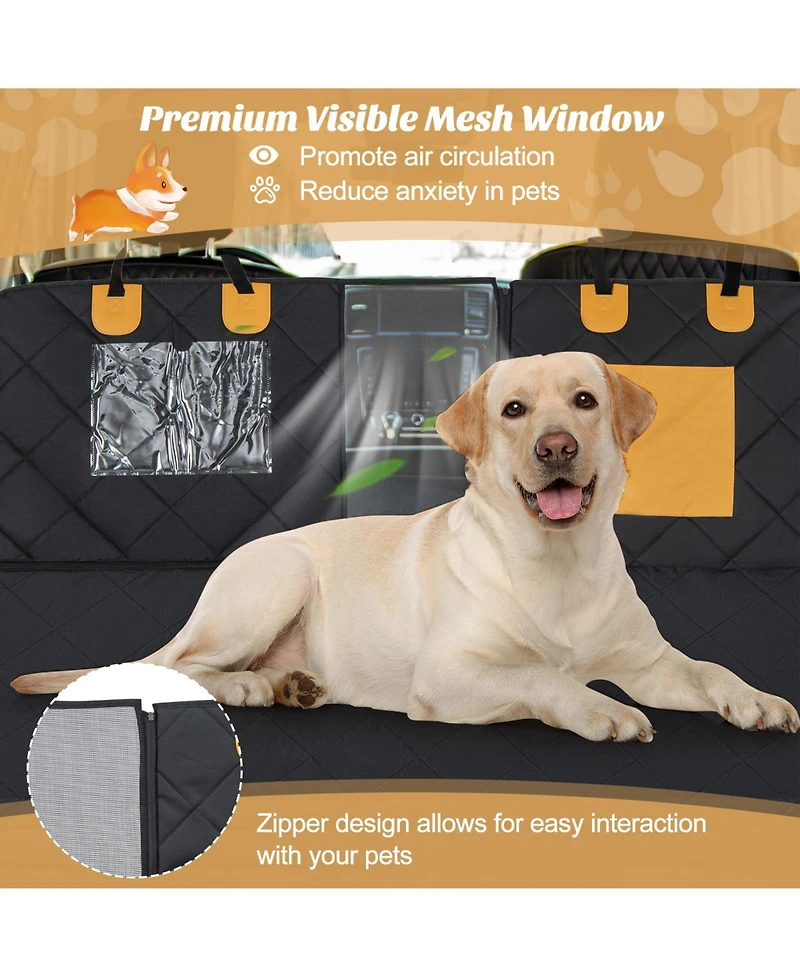 Sugift Dog Car Seat Cover Protector for Back Seat with Mesh Windows