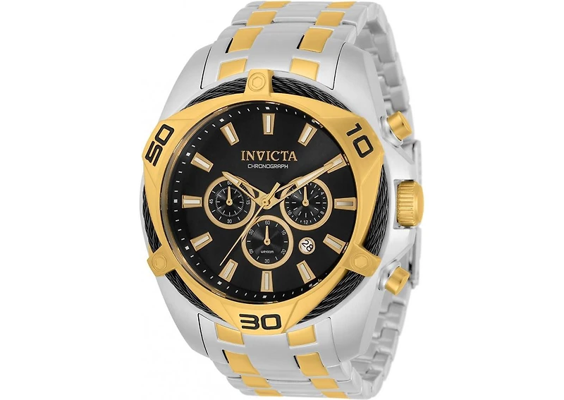 Invicta Men's Quartz Chronograph Bolt Watch, Two-Tone Stainless Steel Strap, 50mm Round Case