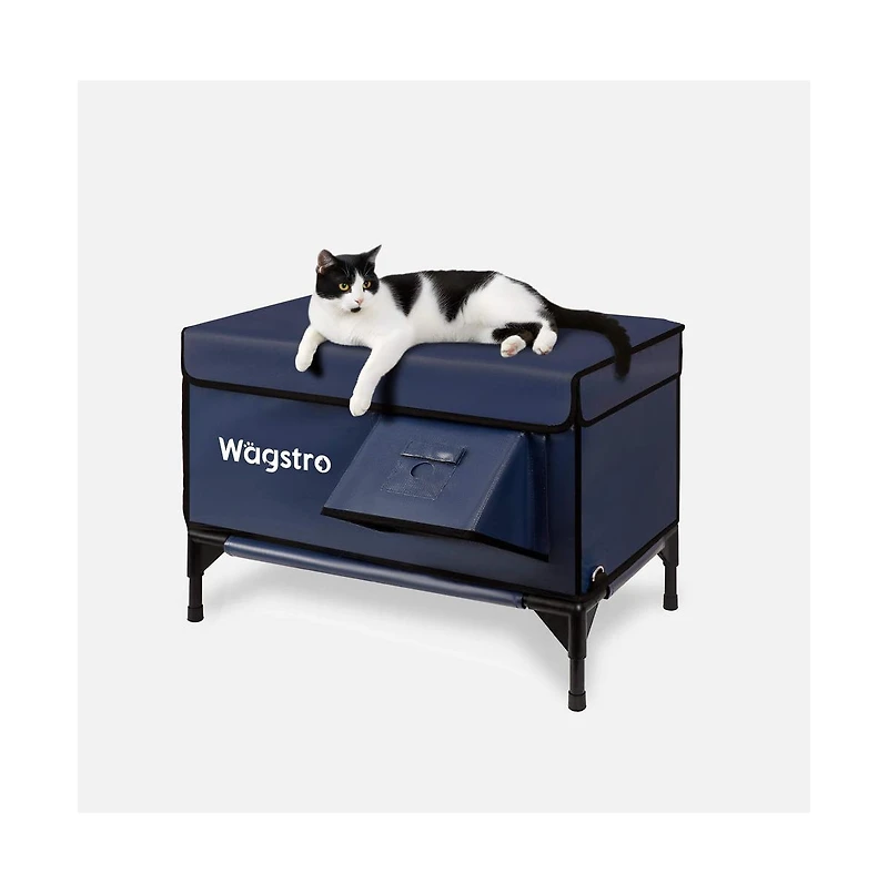 ArcticGuard Outdoor Heated Cat House – navy blue