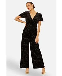 Yumi Women's Foil Print Velvet Jumpsuit