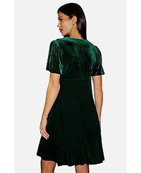 Yumi Women's Velvet Skater Dress With Diamante Detail