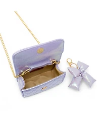 Zomi Gems Girls Shiny Quilted Fluffy Bow Handbag