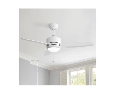 Sofucor 46-inch Modern White 3-blade Ceiling Fan with Led Light with Six-speed Remote Control