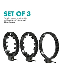 Movo FR3 Adjustable 3-Piece Follow Focus Ring Gear Set