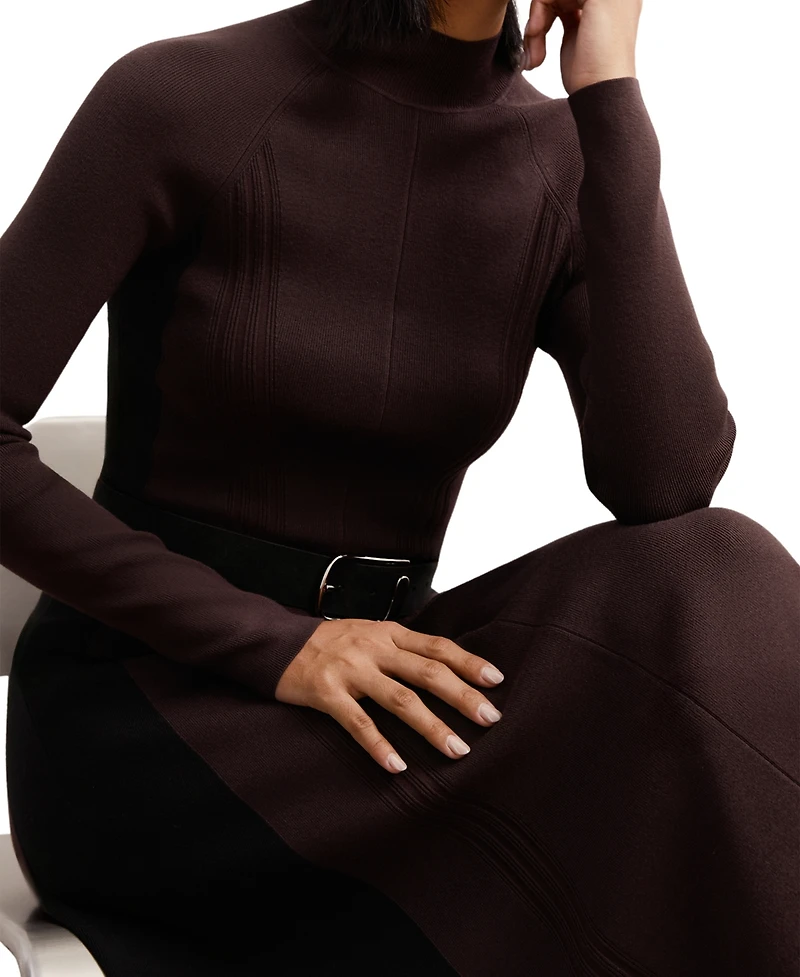 Reiss Women's Knitted Contrast-Panel Midi Dress