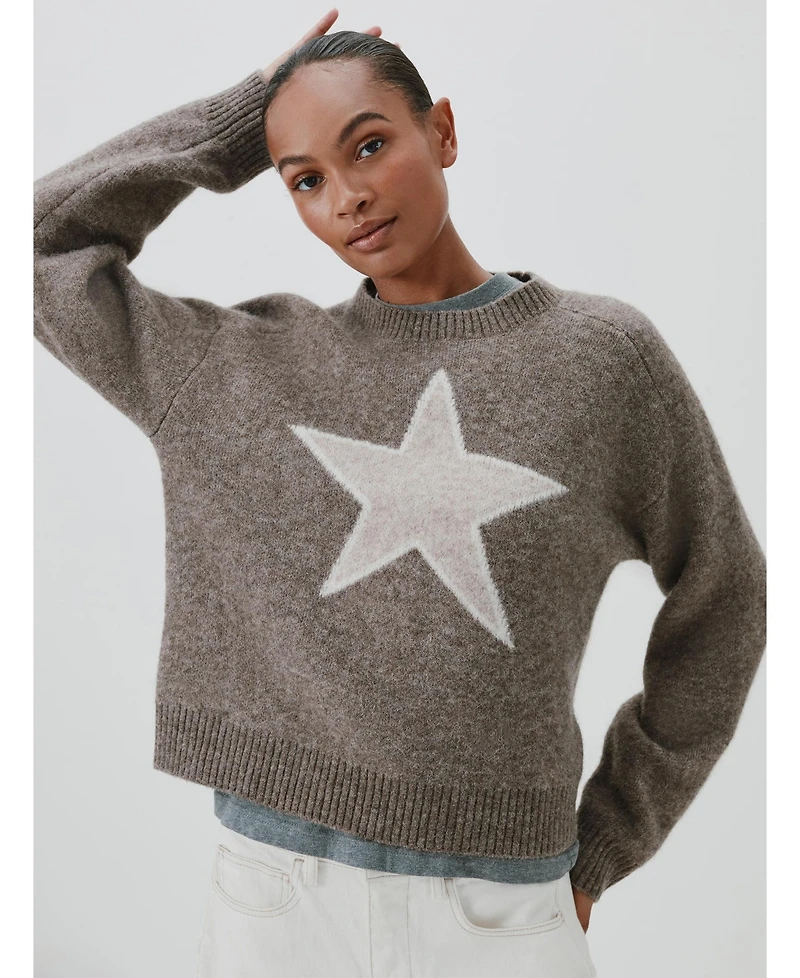 Hush Women's Wool Blend Star Jacquard Sweater