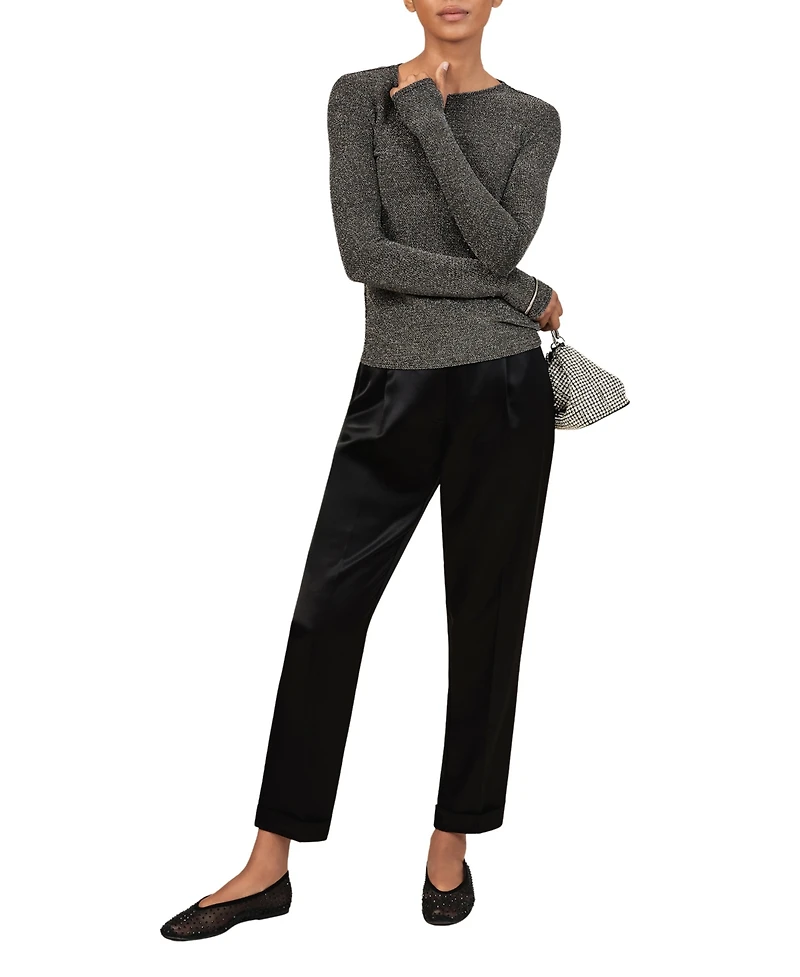 Reiss Women's Metallic-Knit Long-Sleeve Top