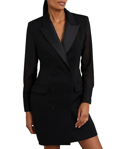 Reiss Women's Sheer-Sleeve Tuxedo Mini Dress