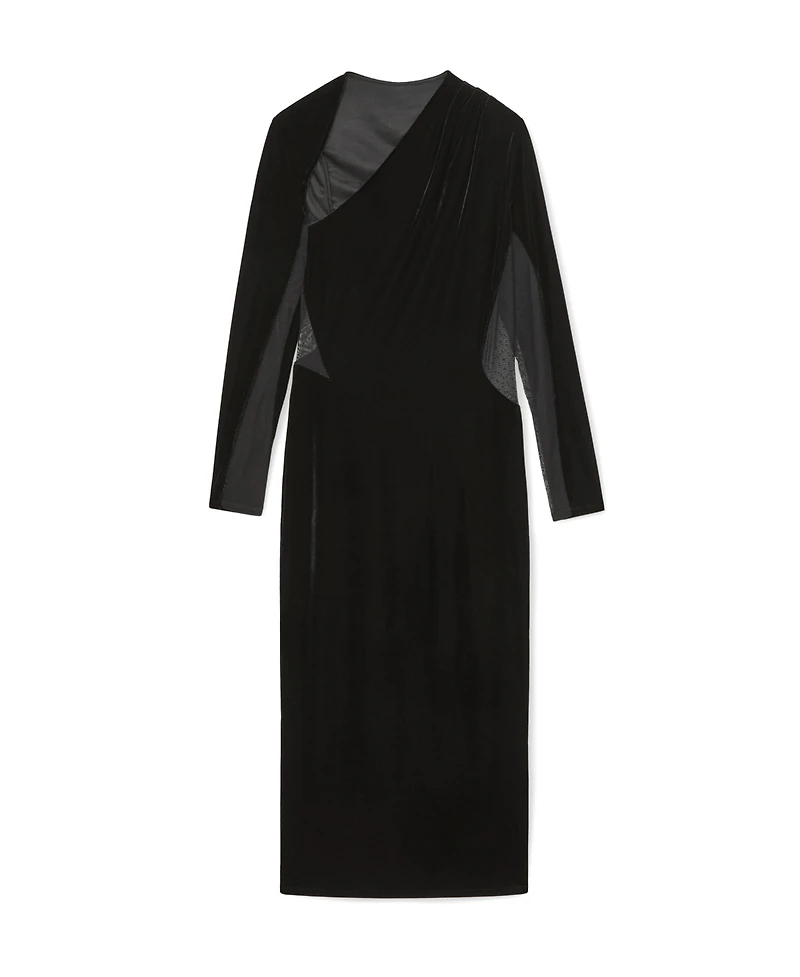 Reiss Women's Velvet Sheer-Panel Cut-Out Midi Dress